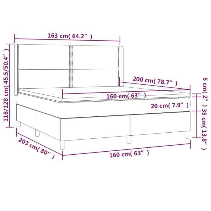 3131923 vidaXL Divan Bed with Mattress Black 160x200 Cm Fabric