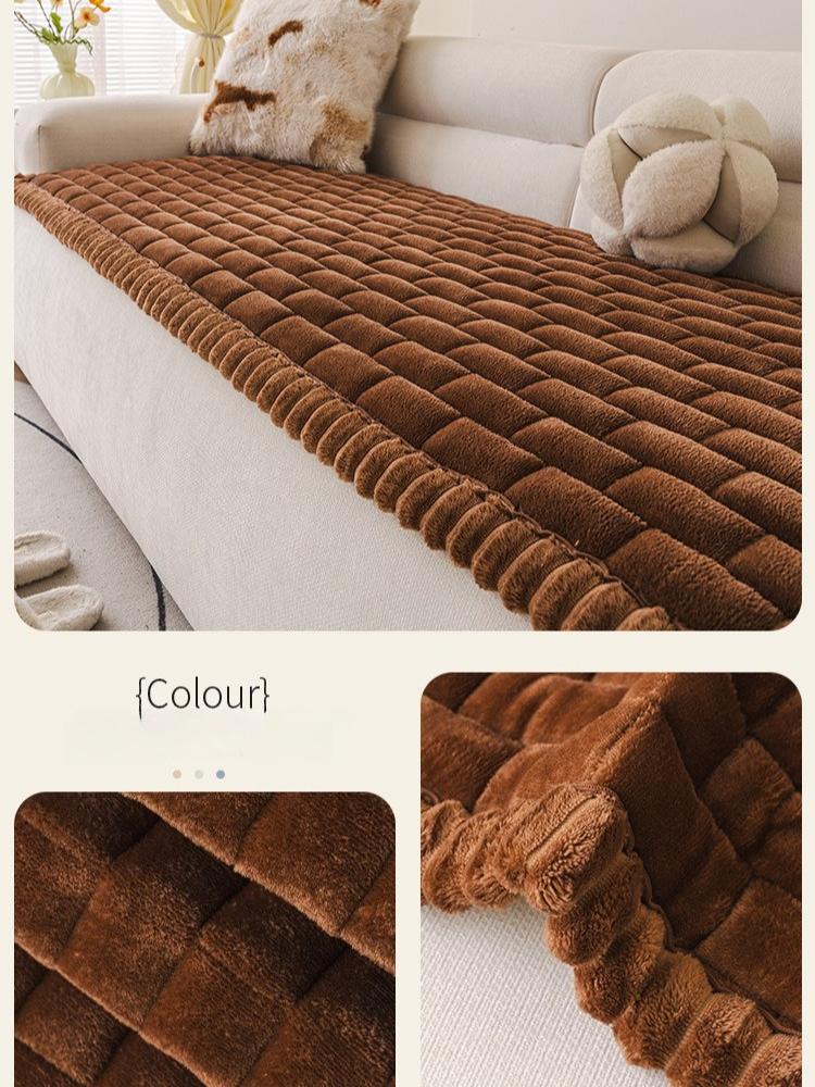 Delicate Wide Bording Sofa Pad Flannel Autumn and Winter Sofa Cushion Thick and Warm Winter Cushion Straight Sofa Cushion Couch Cover