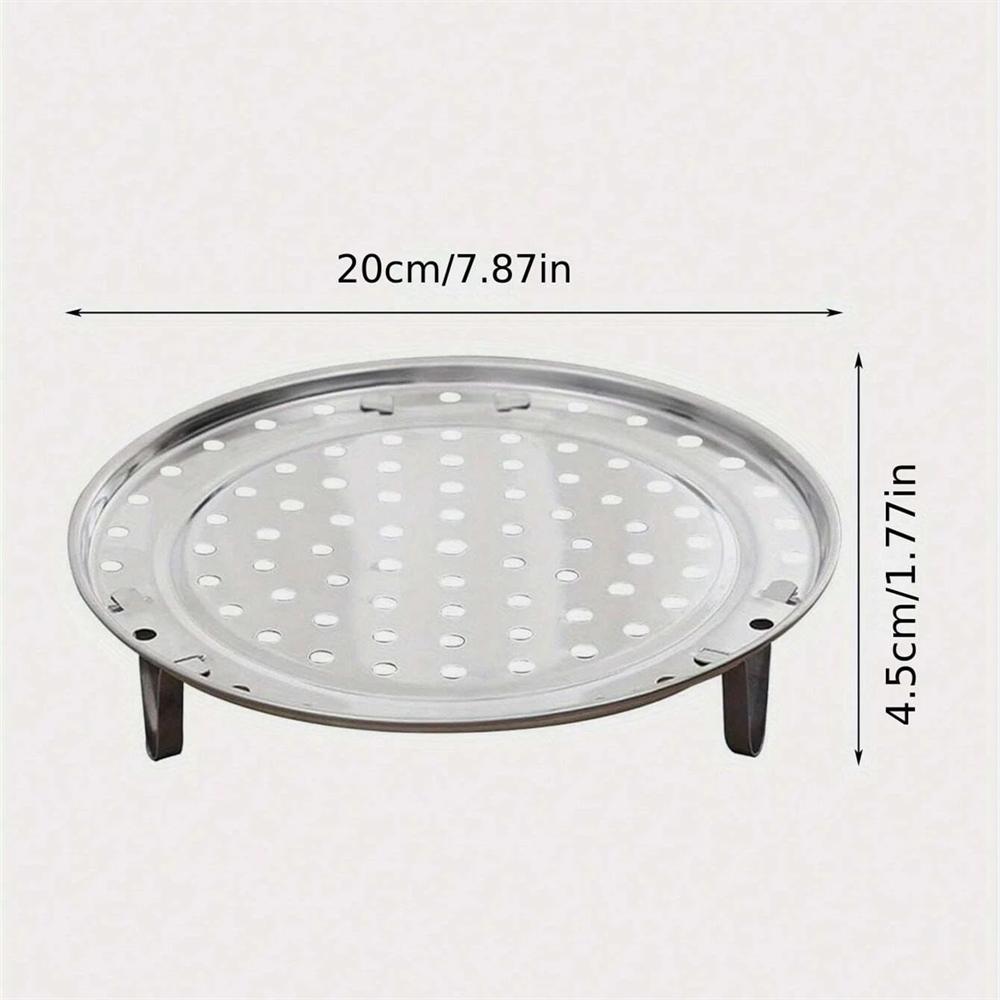

1pc Stainless steel steaming tray, household steaming rack, circular steaming plate, water-resistant rack, steaming basket, stea