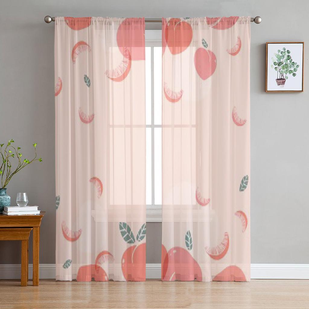 Peached Tulle Sheer Window Curtains For Living Room The Bedroom Modern Chiffon Voile Organza Curtains Decor Drapes