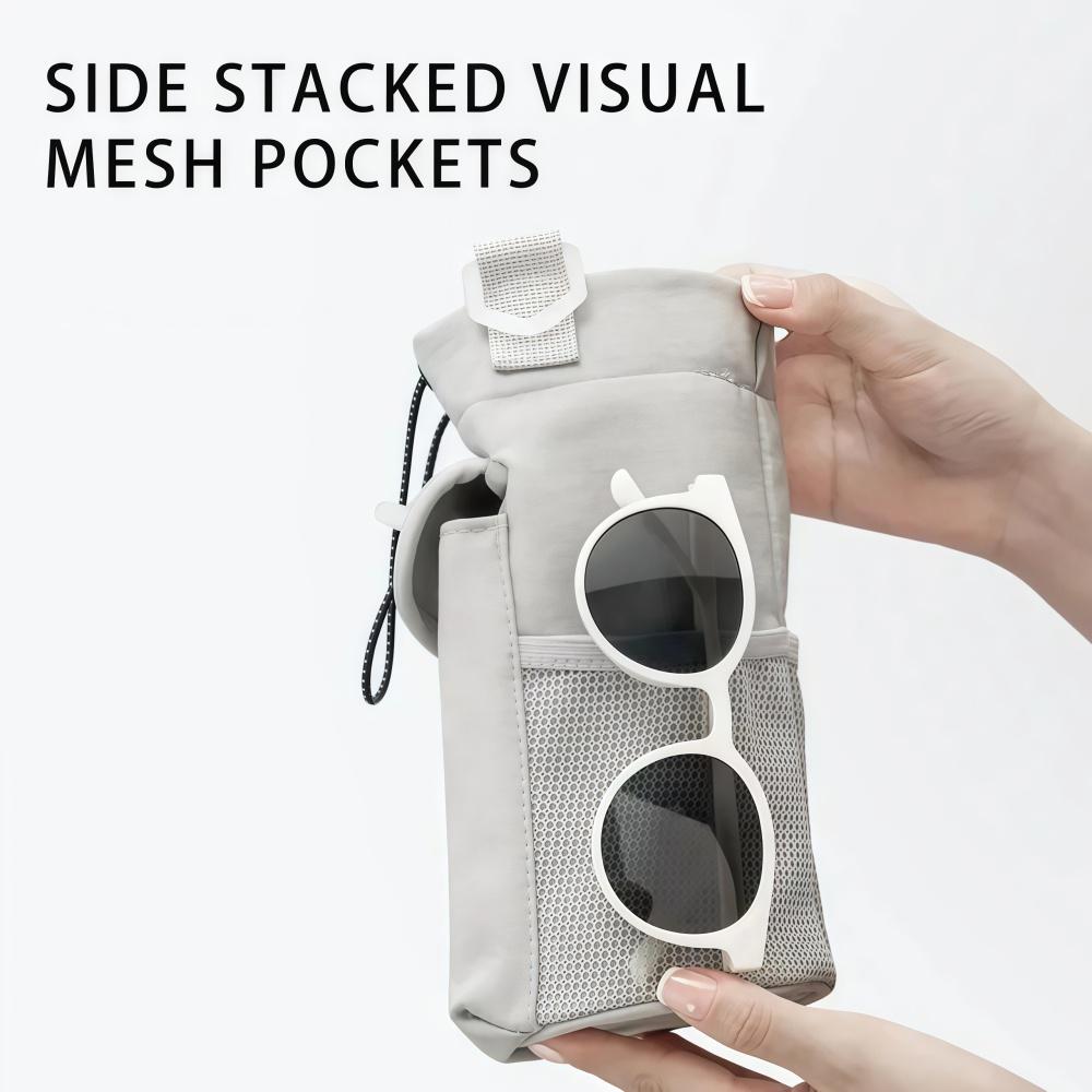 1PC Adjustable Shoulder Strap Water Bottle Bag with Phone Pocket Waterproof Water Bottle Carrier Bag Water Bottle Holder Pouch