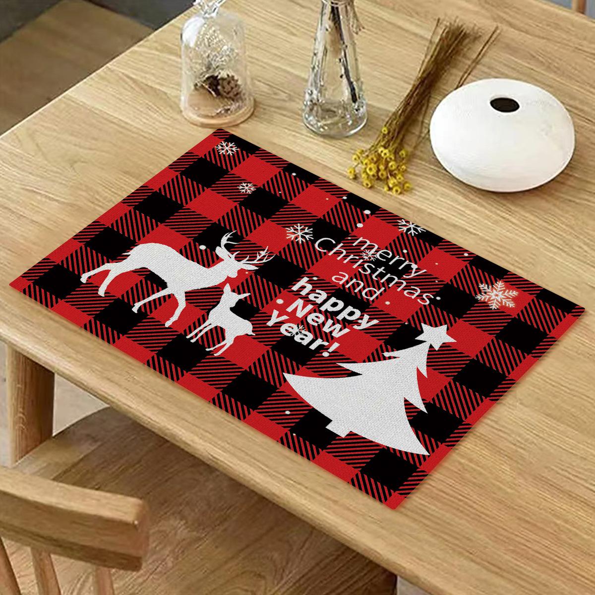 

Рождественский снеговик Лось водонепроницаемый настольный коврик домашний обеденный стол западный пищевой изоляционный коврик украшение для вечеринки 4