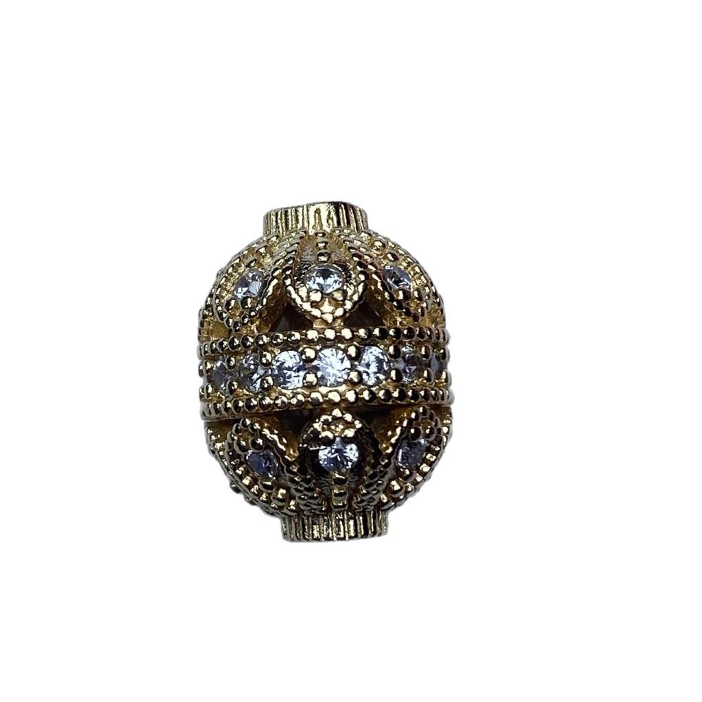 Oval Large-Hole Barrel Beads with Cubic Zirconia and Crystal for Stringing, Pendants, and Spacers