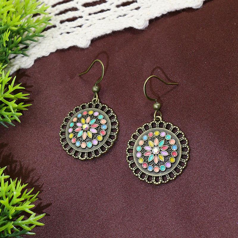 Vintage Ethnic Bohemian Drop Dangle Earrings For Women Wooden Tassel Pearl Beaded Geometric Leaf Flower Round Boho Earrings
