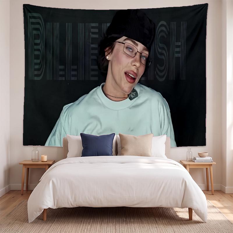 Billie Eilish (28) Meno kūrinio sieninis gobelenas namų miegamojo svetainės dekoravimui Puiki dovanos idėja