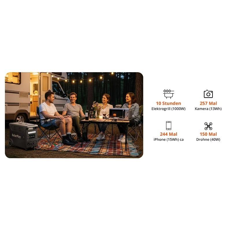 EU SolarPlay Q3600 Portable Power Station 3840Wh LiFePO4 3600W 7200W Peak for Home RV Camping
