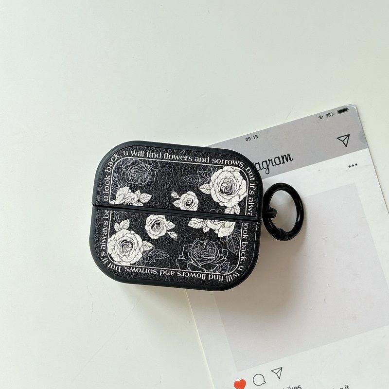 

Bluetooth Wireless Earphone Case Couple Protective Cover Galaxy Buds3 Niche Style Earphone Sleeves Soft Case Drop-Resistant New Arrival Romantic Samsung buds3/buds3pro [Black Rose] Headset + Ring