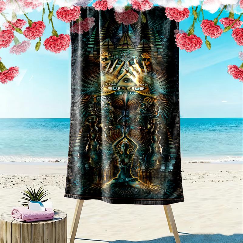 Enigmatic Divine Blueprint beach towel Portable for travel Outdoor camping Absorbent bath towel quick-drying swim towel Outdoor pool towel