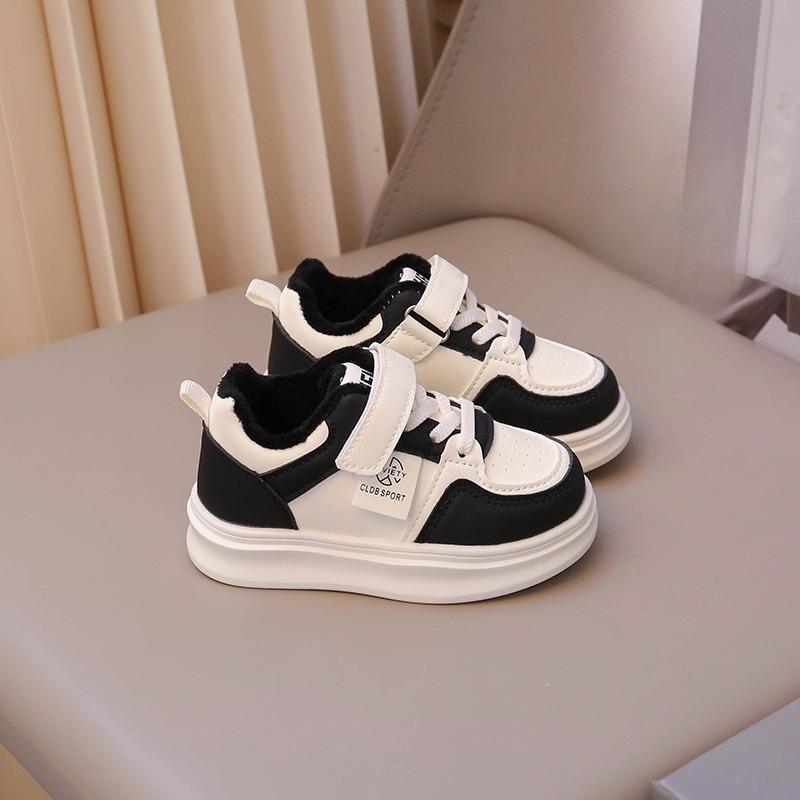 Children's Shoes & Girls' Sneakers, Autumn/Winter New Arrivals, Boys' Warm Lightly Insulated Fleece-Lined White Shoes, Baby Casual Sneakers.