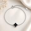 Women' Silver Bracelet 925 Silver Onyx Clover Italian Diamond