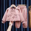 Autumn Kids Girls Clothing Casual Tracksuit Long Sleeve Cartoon Bear Sets Infant Clothes Baby Pants
