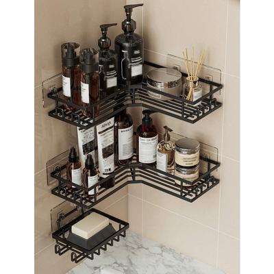 Bathroom Storage Rack Set, Corner Shower Caddy, Wall Mounted Adhesive Shower Organizer