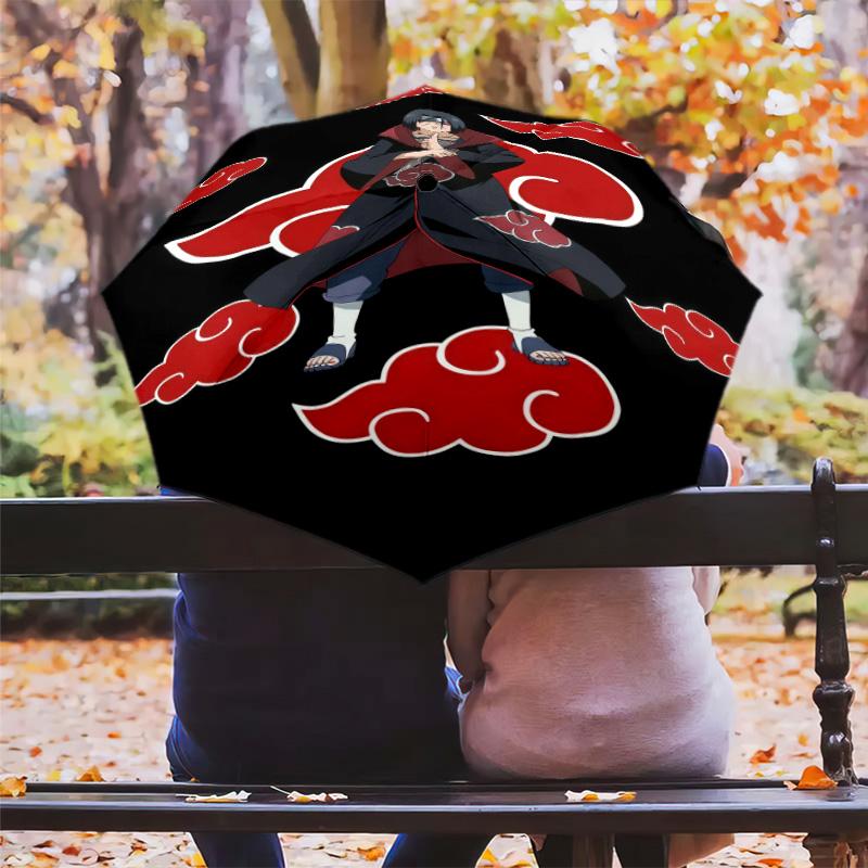1 PC Automatic Folding Umbrella - Naruto Cloud Power Pattern Portable Foldable Design With 8 Ribs Christmas Birthday Gifts