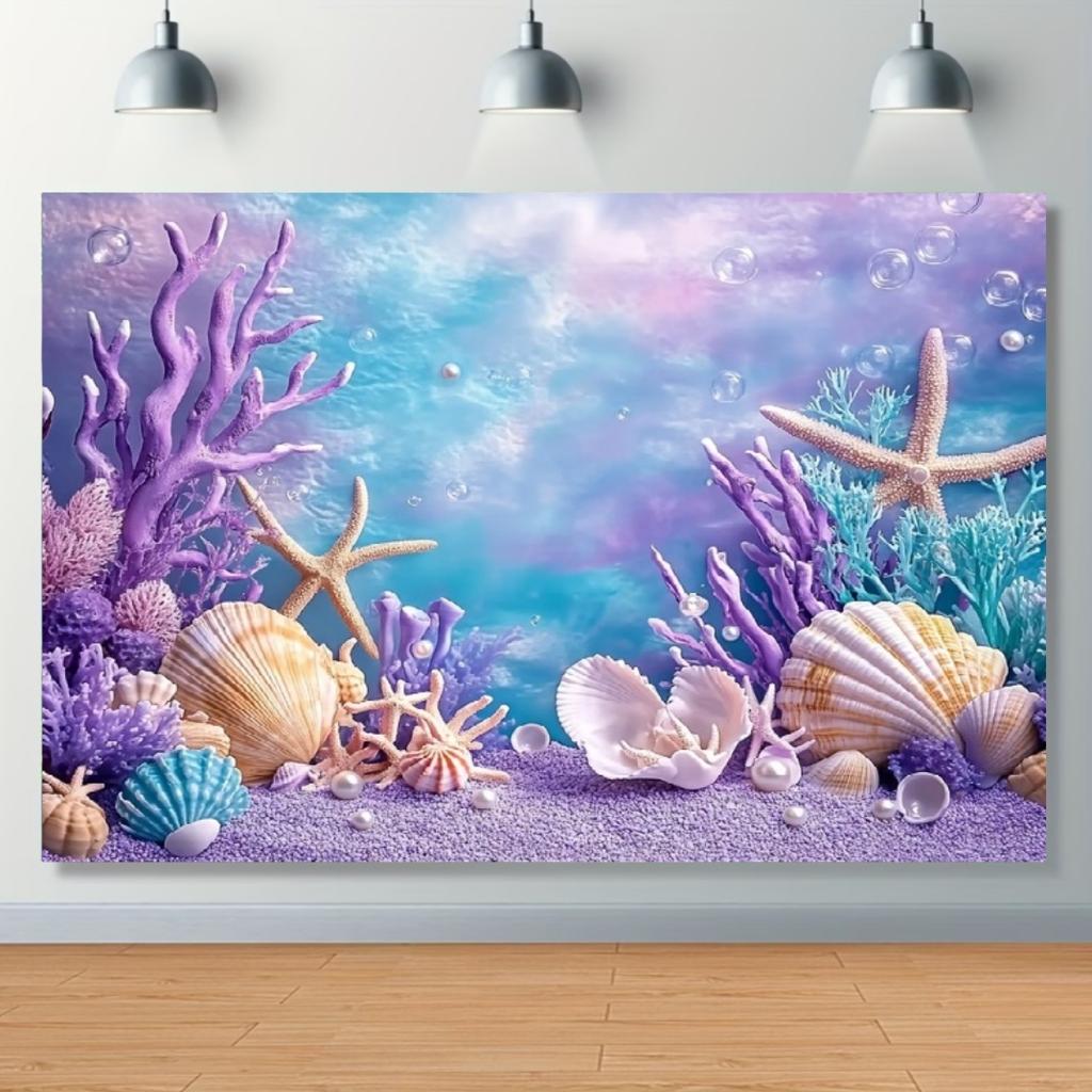 Mermaid Backdrop Girls Princess Birthday Party Decoration Background Under The Sea Photography Supplies Kids Baby Shower Banner