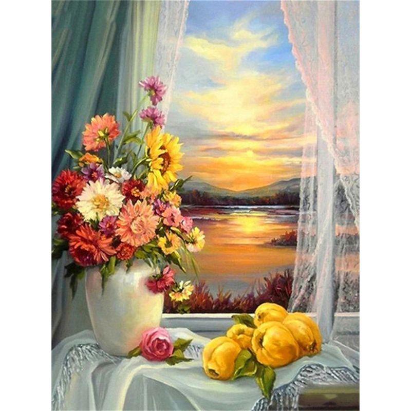 Flower Vase Diamond Painting Lilac Full Round Drill 5D DIY Diamond Mosaic Red Wine Embroidery Flower Handmade Hobby Gift