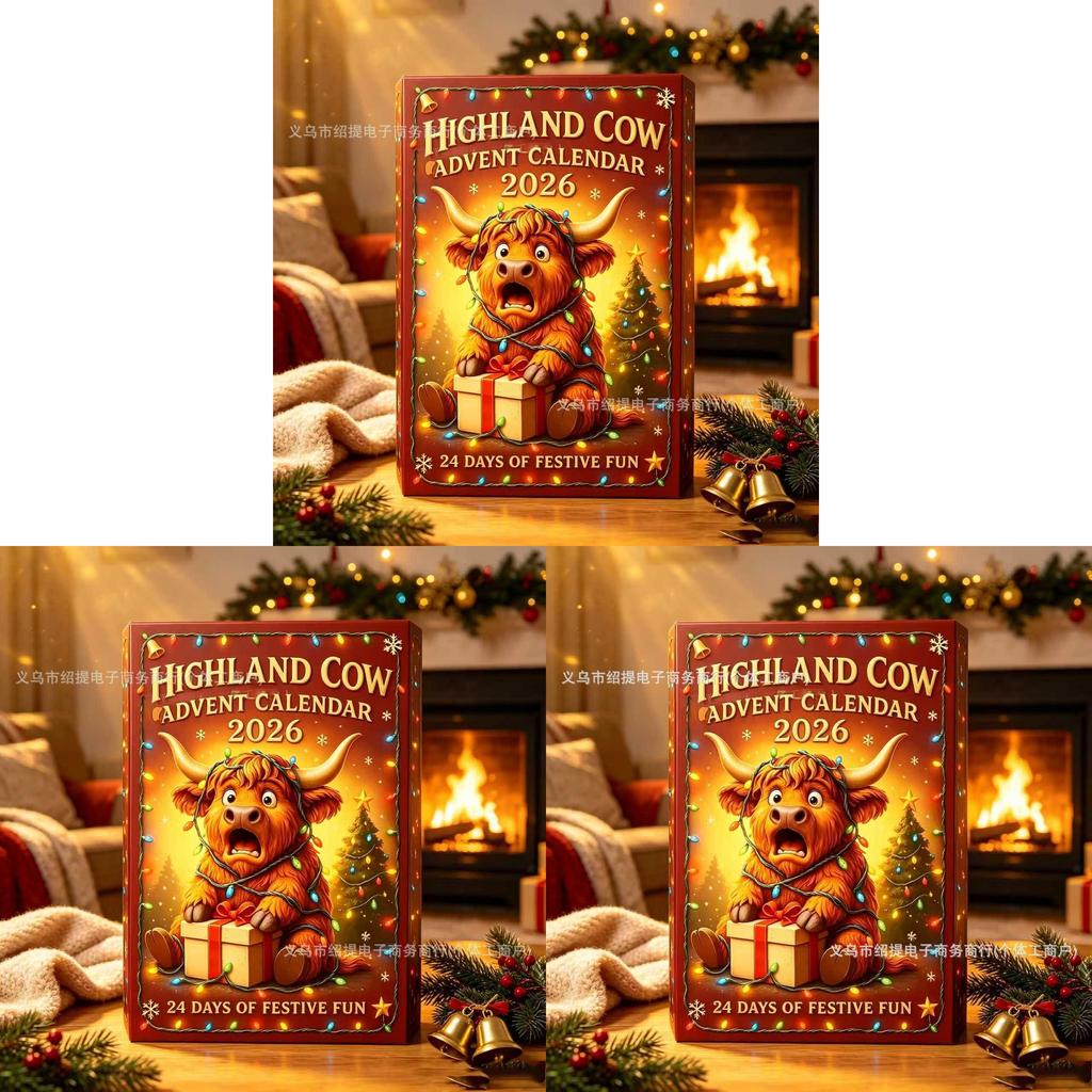 Highland Cow Christmas Countdown Calendar With 3d Tree Decorations For Holiday Gift And Brain Development