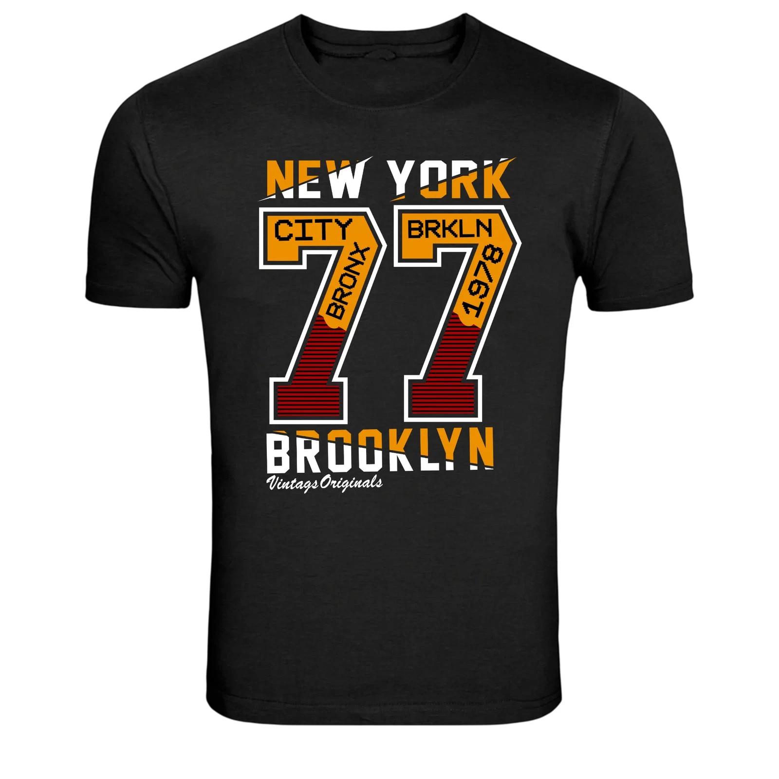 New York Brooklyn 77 Vintage Typography Graphic T-Shirt XL