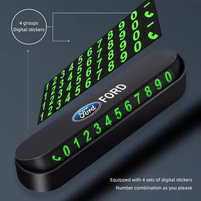 

New 2026 Car Sticker Car Temporary Parking Card Phone Number Cars Accessories For Ford S MAX Ranger Focus Fiesta Mondeo Kuga Mus чорний