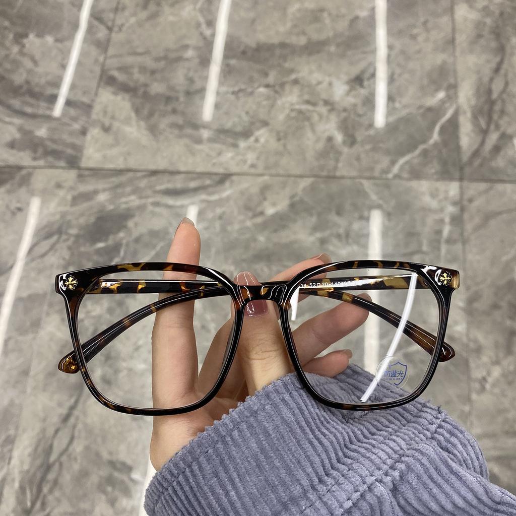 No Makeup Glasses, Women'S Round Face, Personalized Box, Large Frame, Transparent Frame, Anti-Blue Light And Anti-Radiation Flat Light Glasses.