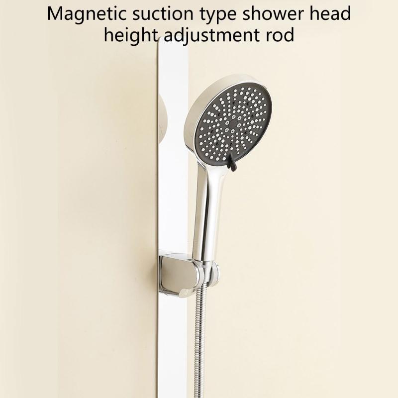 Universal Magnetic Shower Holder Adjustable Rail Slide Bar Wall Mounted Adjustable Shower Rack Easy to Install