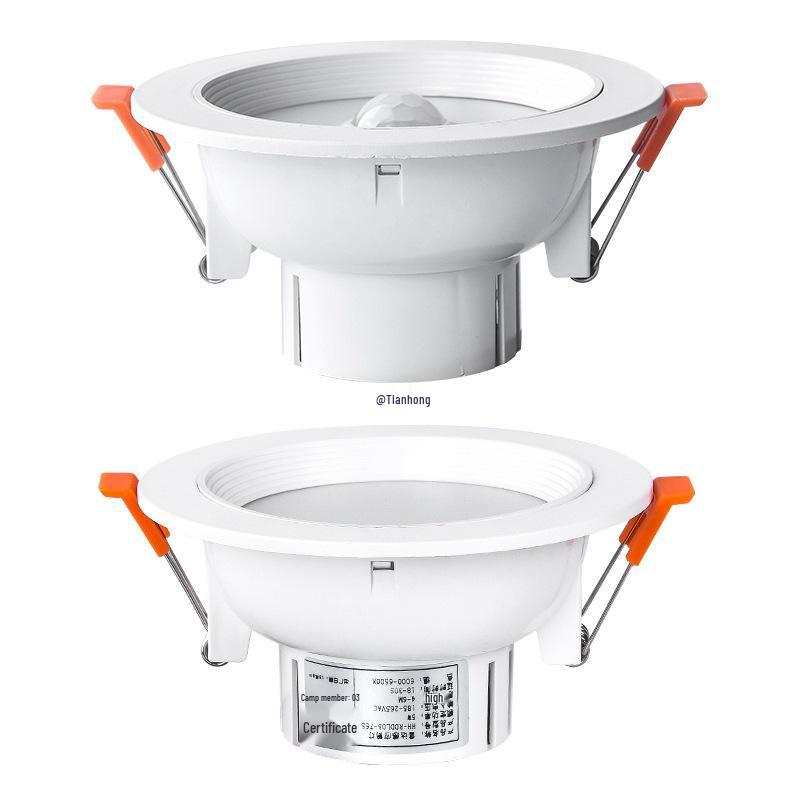 Infrared Motion Sensor Recessed Downlight with Sound Control, 3-inch Ceiling, 4-inch Cut-out Spotlight for Aisles.