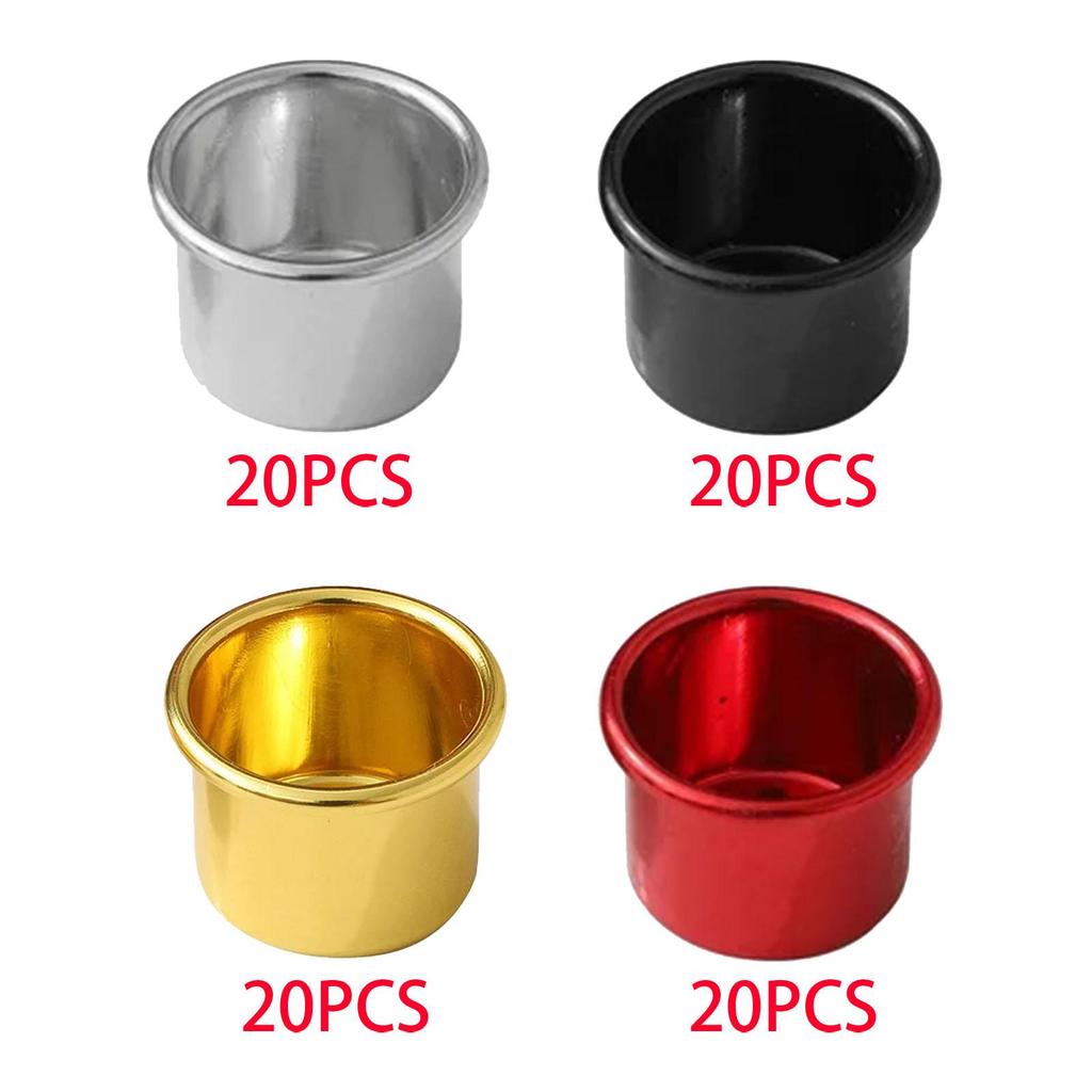 20Pcs Metal Candlestick Decoration Candle Cup Pillar Candle Holder for Fireplace Wedding Birthday Anniversary Dining Room