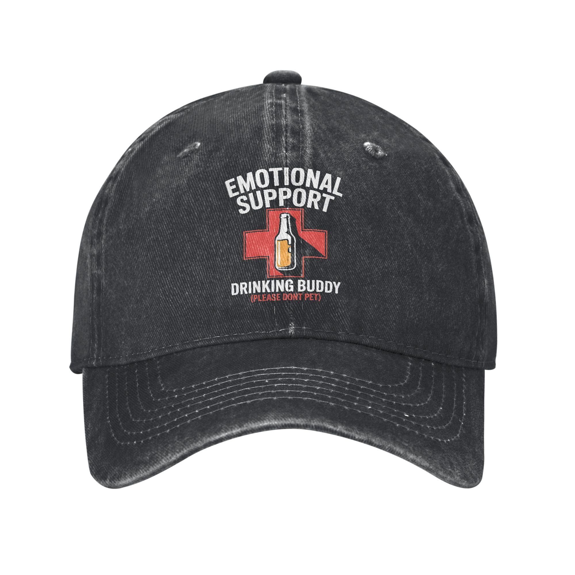Unisex Women Emotional Support Drinking Buddy Beer Cap Headwear Baseball Caps Vintage Snapback Hat Adjustable Adjustable