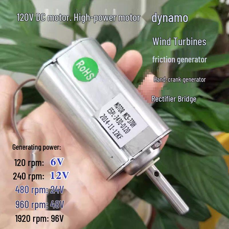 High-Power DC Motor Wind Turbine & Hand-Crank Generator