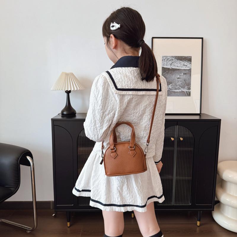 Simple Solid Stylish Color Unisex Shoulder Bag Shellshaped Childrens Handbag
