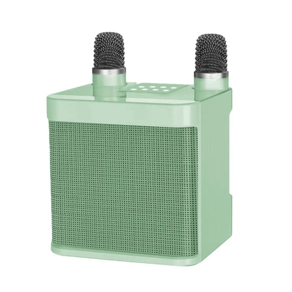 

With 2 Microphones Wireless Sound Microphone Set Portable Mini Home Karaoke Speaker Home Party зелёный