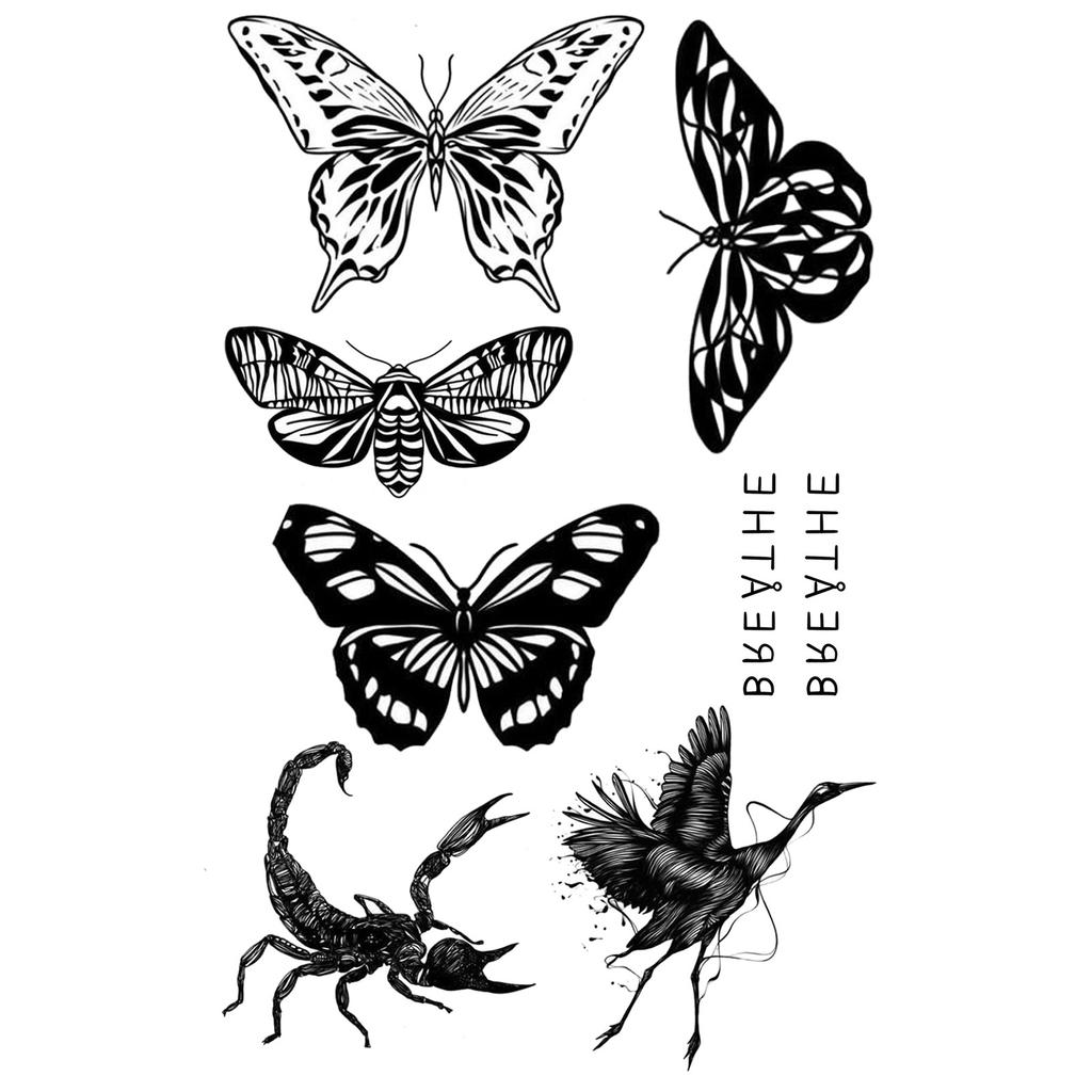 Simple Personality Spice Girl Three-Dimensional Butterfly Flower Wicker Collarbone Arm Tattoo Sticker