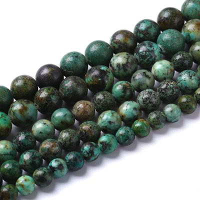 Piedra Turquesas Africanas Naturales Cuentas 4/6/8/10/12mm Hebra de 15" Cuentas Espaciadoras Sueltas Lisas para Fabricación de Joyería Accesorios para Pulseras DIY
