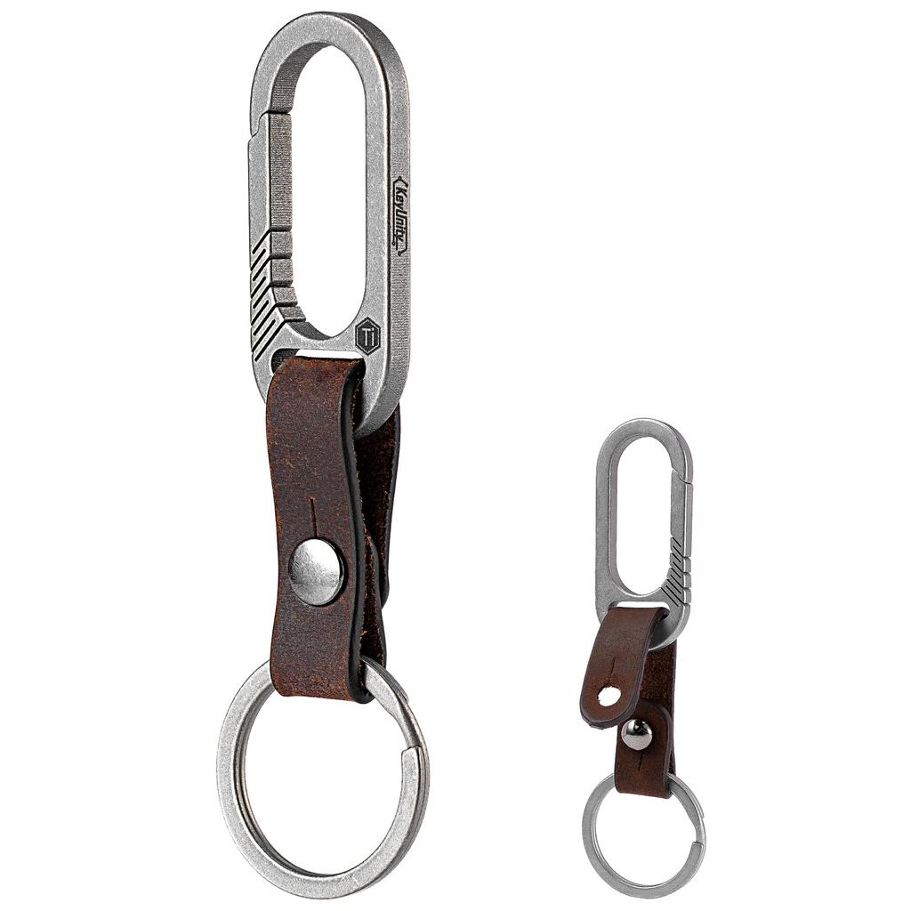 KeyUnity KM24SW Titanium with Detachable Cowhide Leather EDC Leather Key 2 Colors Keychain, Lightweight, Thin, Connection, Men's Tool, Ring, Gift,