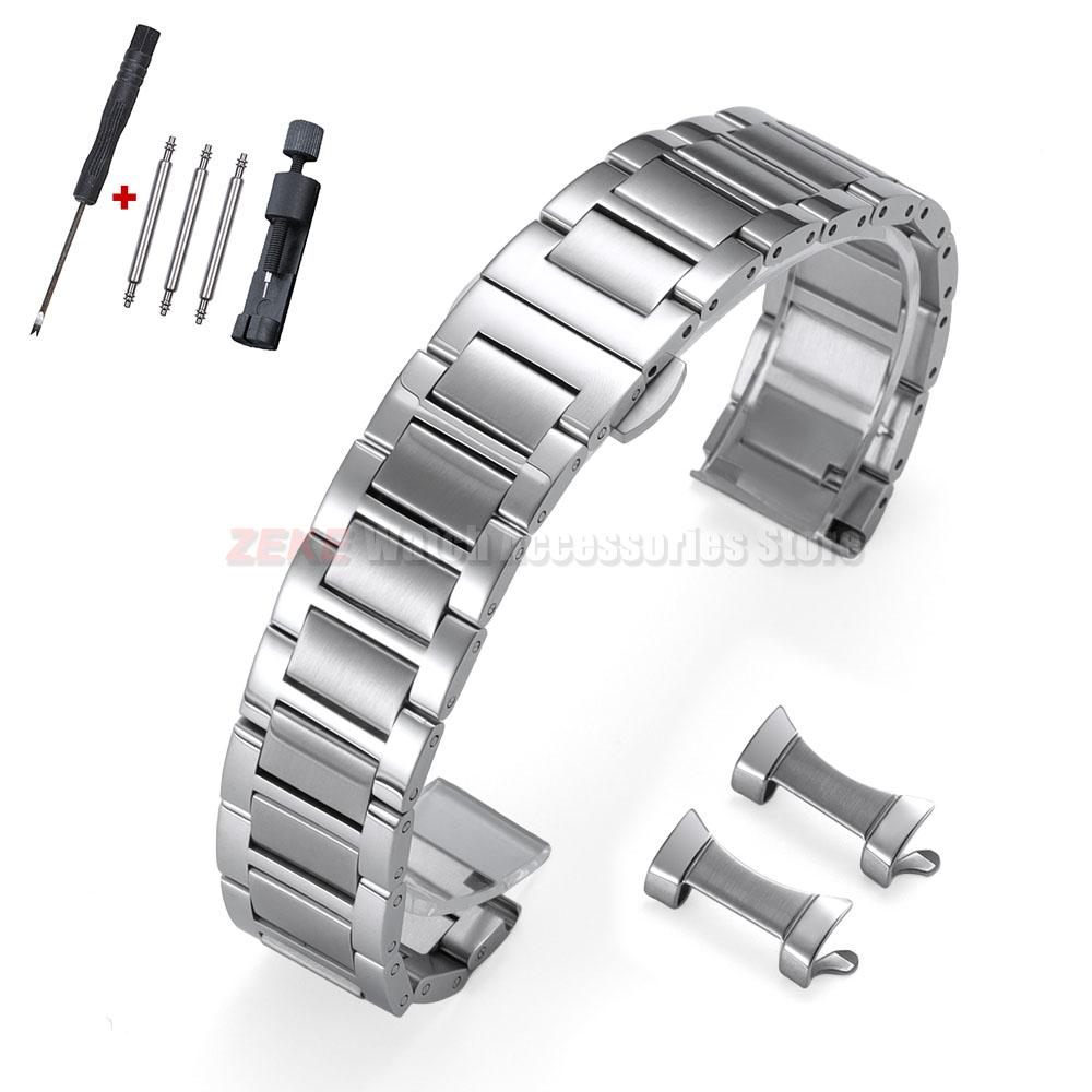 

Arc Flat End Solid Stainless Steel Watchband for Tissot Butterfly Clasp Strap 14mm 16mm 18mm 20mm 22mm Universal Accessories 14mm срібний