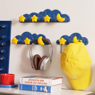 Cartoon Ceramic Hook Stars Moon Clouds Wall Storage Pendant Coat Hook Home Organization Children's Room Wall Decoration