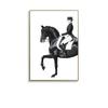 Classic Canvas Painting for Home Decor, Black Horse, Orange Horse, Racing, Wall Art, Riding Woman Pictures, Living Room
