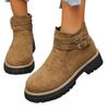 Autumn European and American new thick-soled suede short Martin boots large size buckle side zipper retro single boots