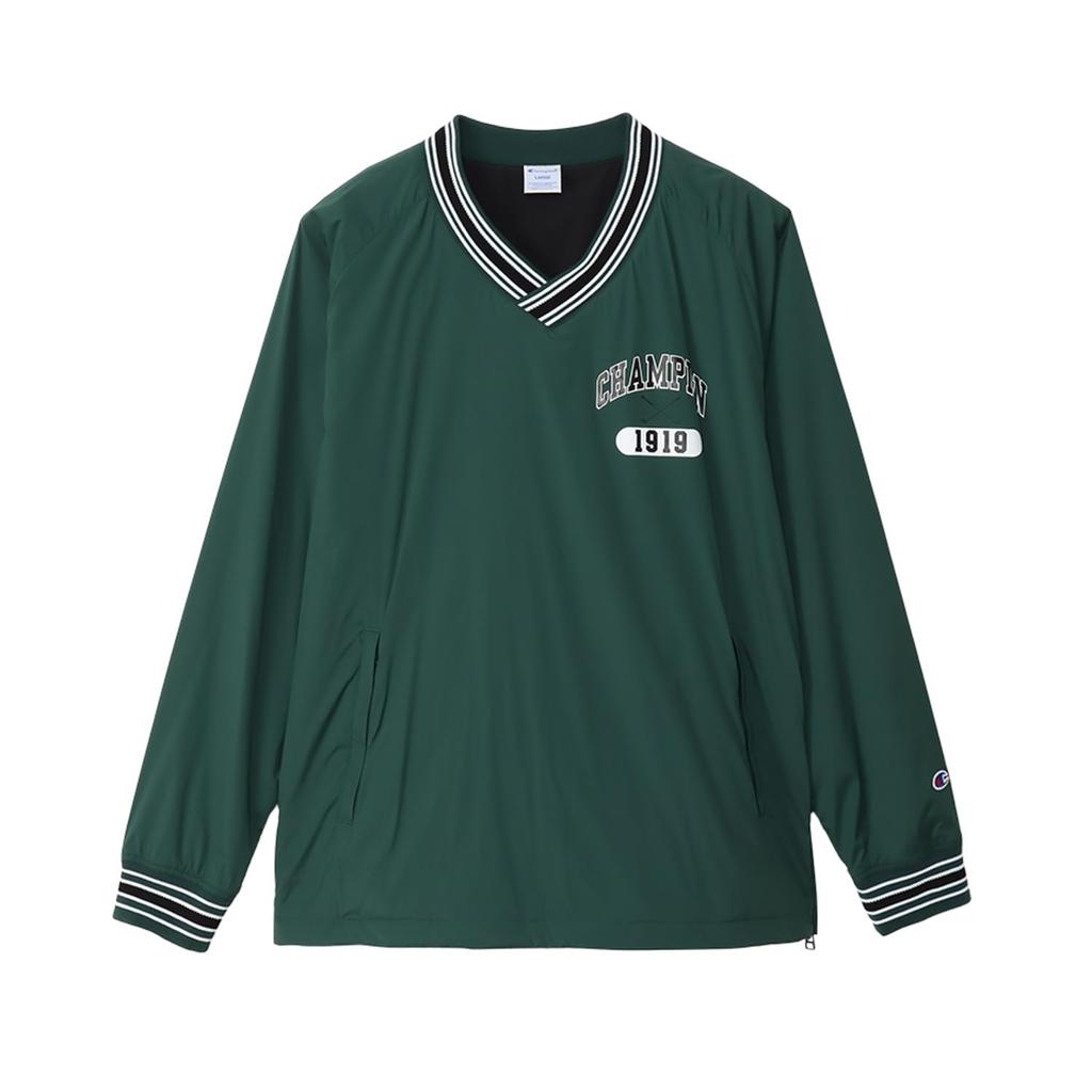 Champion Long Water Graphic Logo Deep Green Outerwear, Sleeve, V-Neck, Warm, Stretch, Repellent, Windproof, Print, Jacket, Golf, C3-AG602, Men's,