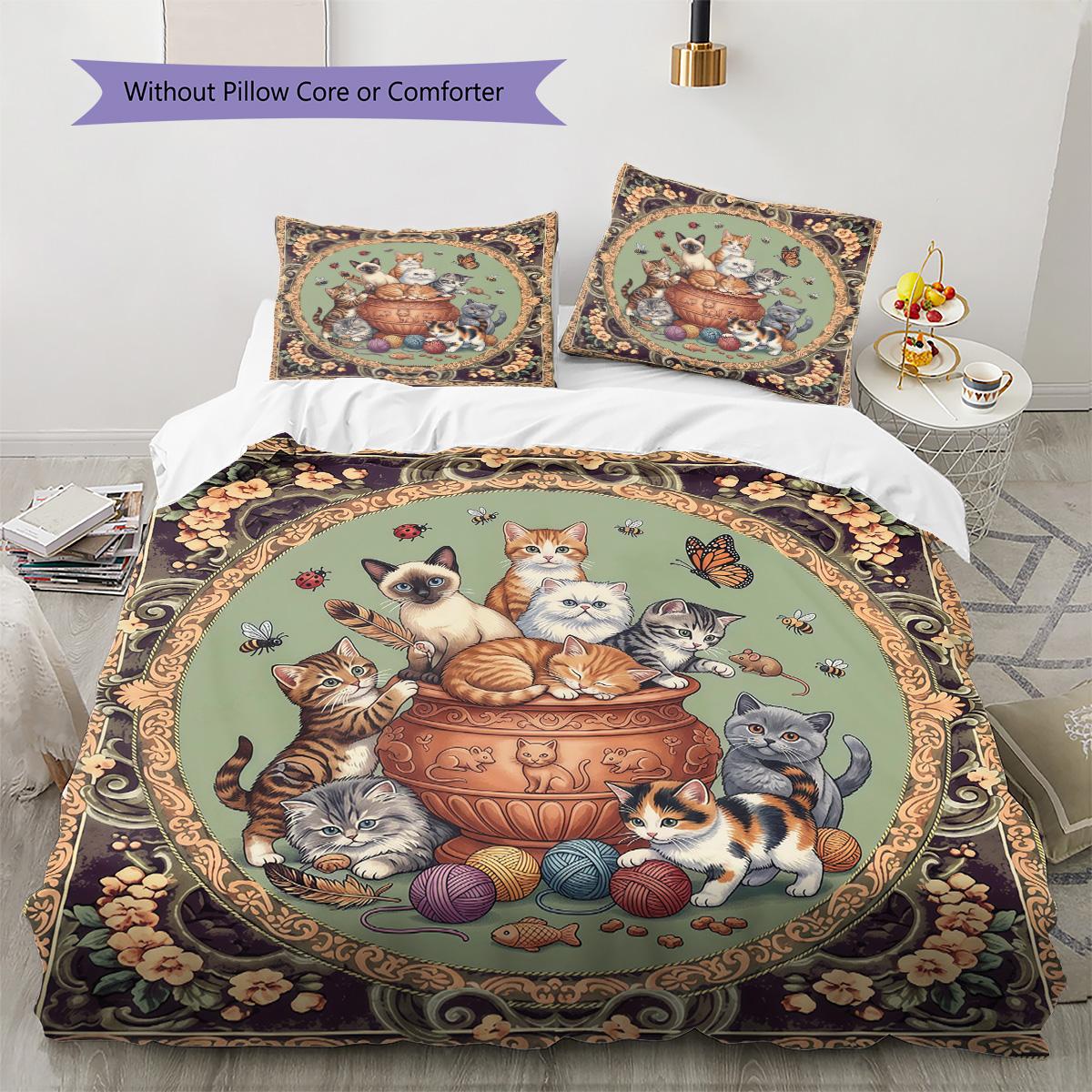 

Vintage Floral Art Pattern Bedding Set Quilt Cover Pillowcase Home Decor Gift (1 * duvet cover + 2 * pillowcase, without core) 135x200cm