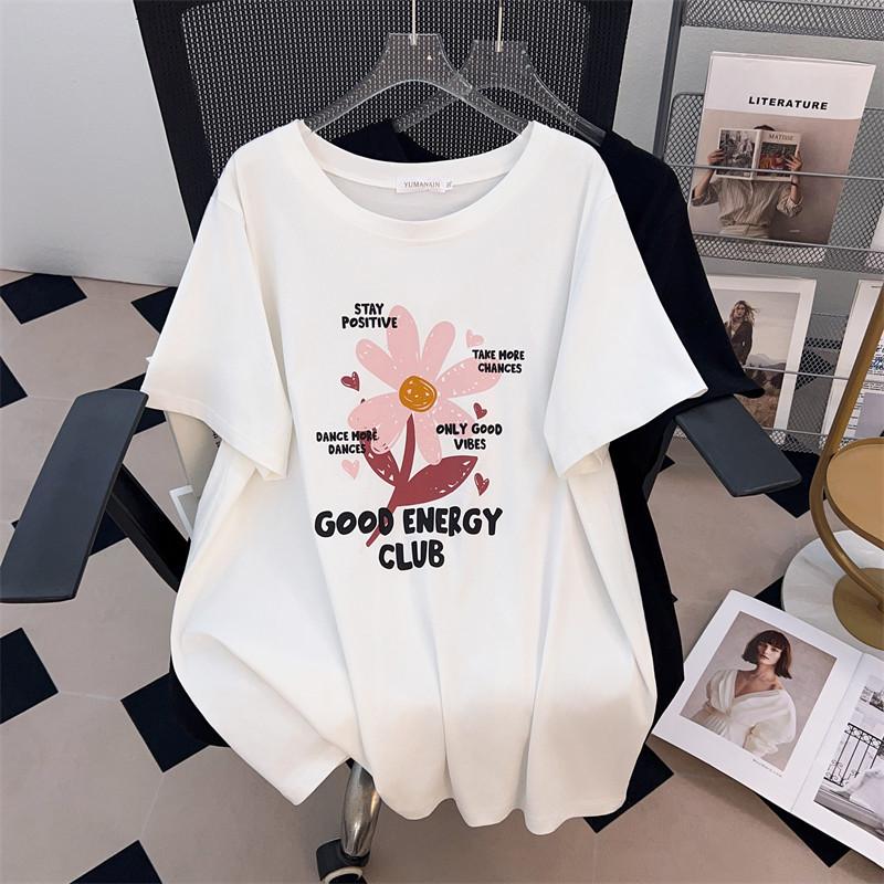 

Women s Plus Size Mid-Length Slimming Loose Fit Round Neck Short Sleeve T-Shirt 2XL белый
