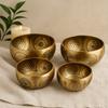 Hand‑Etched Brass Buddha Singing Bowls Set of 4