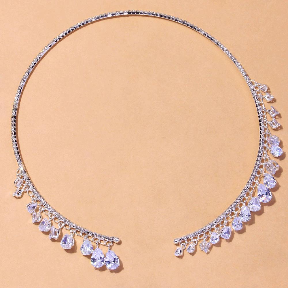 New Water-Drop Pendant Necklace Fashionable Rhinestone Necklace Adjustable Women Jewelry Accessory Perfect Gifts For Friends