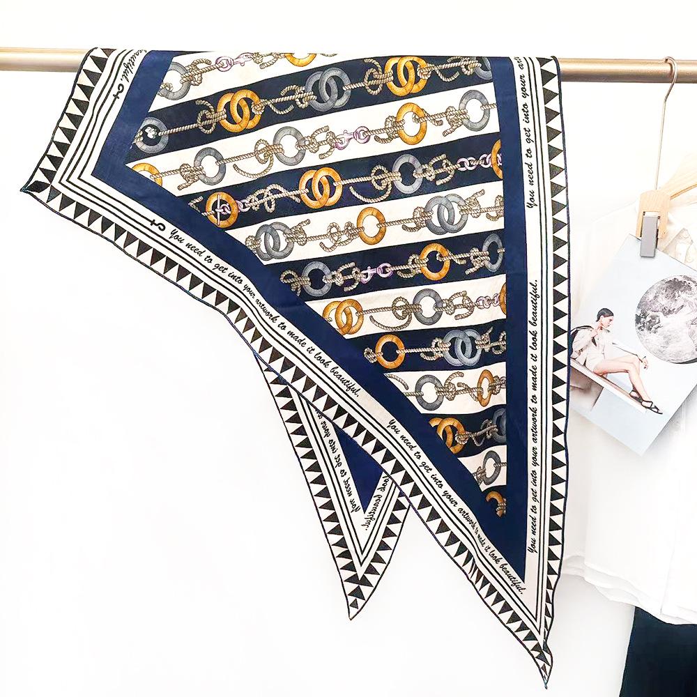 Silk Wool Triangle Scarf – Paris Sketch Design, High-End Mulberry Silk Shawl