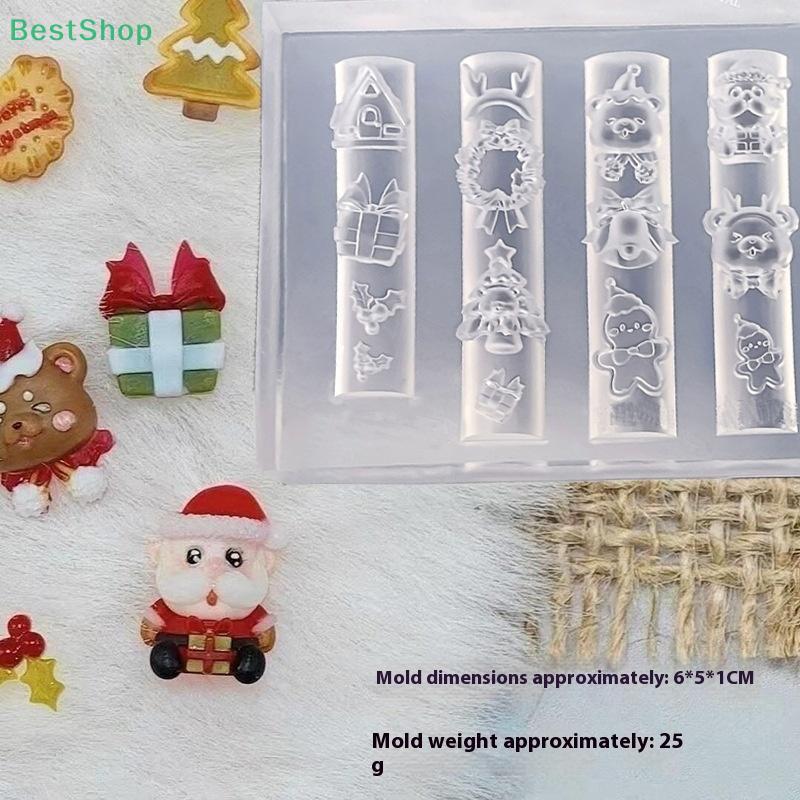 3D Relief Silicone Nail Mold Christmas Series DIY Nail Art Decor Transparent Manicure Template
