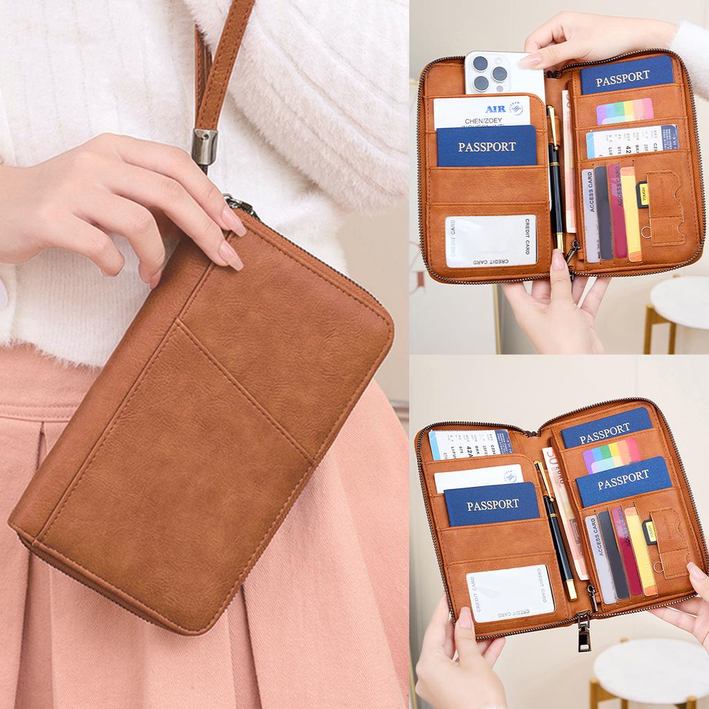 Portable Family Passport Holder Portable & Waterproof Travel Passport Holder Bag for Cards Boarding Pass Money