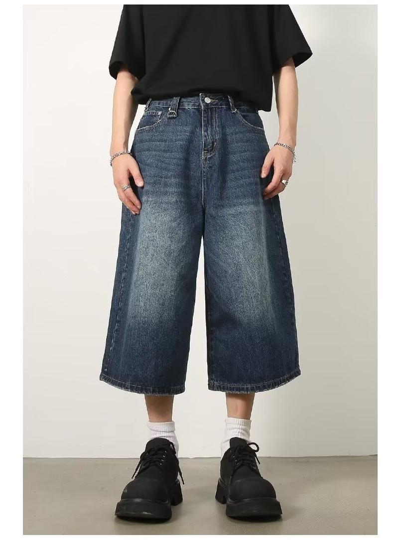 

Мужские американские ретро темно-синие джинсовые шорты широкого кроя S темно-синий