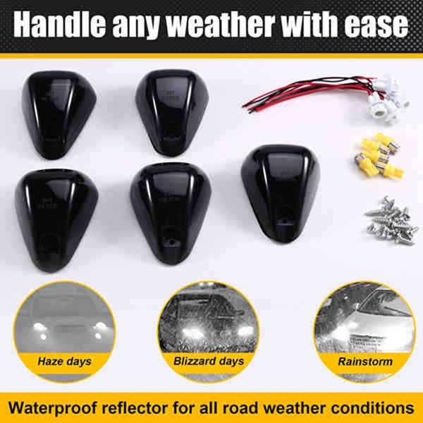 Set of 5 Roof Lights Compatible with Ford Vehicles, Pickup Trucks, Off-Road Vehicles, 12V Roof Warning Lights