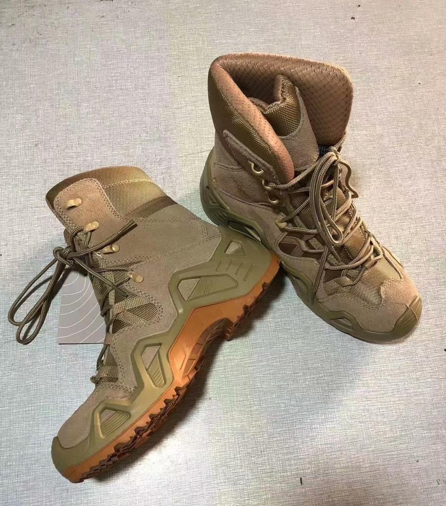 Men's Waterproof Non-slip Tactical Cowhide Hiking Boots with Protective Rubber Outsole