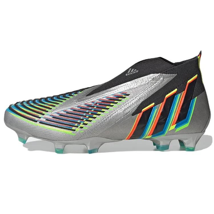 Adidas Predator Edge+ FG 'Silver Metallic Black' (Unisex) Silver Metallic / Core Black / Team Solar Green Soccer Shoes HR1560