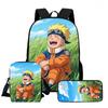 3Pcs Set Kids Backpack with Crossbody Bag & Pencil Bag, Cartoon NARUTO Lightweight School Bag for Boys & Girls Aged 5-9